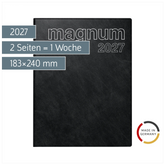 Buchkalender Mod. magnum 2027 | 183×240 mm, Kunststoff, schwarz