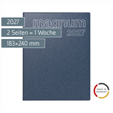 Buchkalender Mod. magnum 2027 | 183×240 mm, Kunststoff, blau