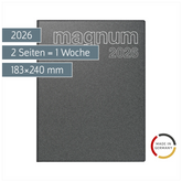 Buchkalender Mod. magnum 2026 | 183×240 mm, Kunststoff, grau
