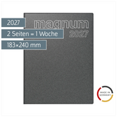 Buchkalender Mod. magnum 2027 | 183×240 mm, Kunststoff, grau