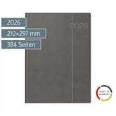 Buchkalender Mod. Conform 2026 | A4, Kunstleder, grau