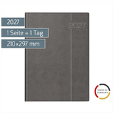 Buchkalender Mod. Conform 2027 | A4, Kunstleder, grau