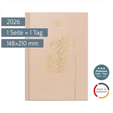 Buchkalender Premium Young Line 2026 „Monstera“ | A5, Kunstleder