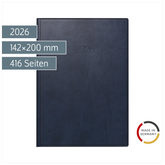 Buchkalender Mod. ROMA 1 2026 | A5, Kunstleder, blau