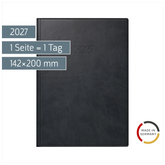 Buchkalender Mod. ROMA 1 2027 | A5, Kunstleder, schwarz