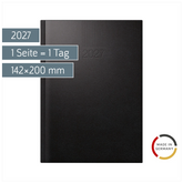 Buchkalender Mod. ROMA 1 2027 | A5, Kunststoff, schwarz