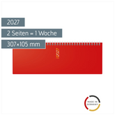 Querterminbuch Mod. ac-Wochenquerterminer 2027 | 307×105 mm, Kunststoff, rot