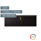 Querterminbuch Mod. ac-Wochenquerterminer 2026 | 307×105 mm, Kunststoff, schwarz
