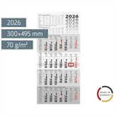 4-Monatskalender 2026 | grau, 300×630 mm