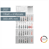 4-Monatskalender 2027 | grau, 300×630 mm