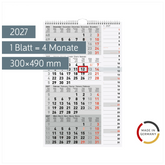 4-Monatskalender 2027 | grau, 300×490 mm