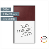 Vormerkbuch Mod. Merker 2026 | 108×201 mm, Kunststoff, dunkelrot
