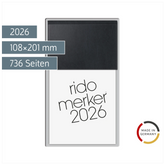 Vormerkbuch Mod. Merker 2026 | 108×201 mm, Kunststoff, schwarz
