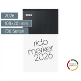 Vormerkbuch Mod. Merker 2026 | 108×201 mm, Kunststoff, schwarz