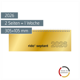 Querterminbuch Mod. septant 2026 | 305×105 mm, Karton, gold