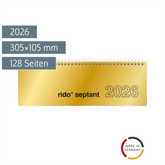 Querterminbuch Mod. septant 2026 | 305×105 mm, Karton, gold