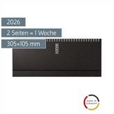 Querterminbuch Mod. septant 2026 | 305×105 mm, Kunststoff, schwarz