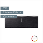 Querterminbuch Mod. septant 2027 | 305×105 mm, Kunststoff, schwarz