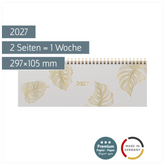 Querterminbuch Premium Young Line 2027 „Monstera“ | 297×105 mm, Papier