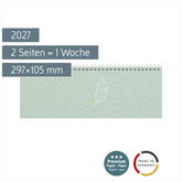 Querterminbuch Premium Young Line 2027 „Feather“ | 297×105 mm, Textil