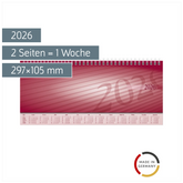 Querterminbuch Mod. Sequenz 2026 | 297×105 mm, Karton, bordeaux