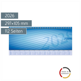Querterminbuch Mod. Sequenz 2026 | 297×105 mm, Karton, blau