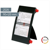 3-Monats-Tischkalender 2026 | 90×120 mm, rot/schwarz