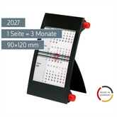 3-Monats-Tischkalender 2027 | 90×120 mm, rot/schwarz