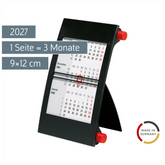 3-Monats-Tischkalender 2027 | 9×12 cm, rot/schwarz