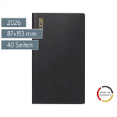 Taschenkalender Mod. TM 11 2026 | A6, Kunststoff, schwarz