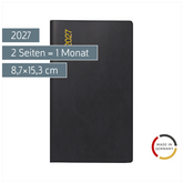 Taschenkalender Mod. TM 11 2027 | A6, Kunststoff, schwarz