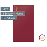 Taschenkalender Mod. TM 12 2027 | A6, Kunststoff, bordeaux