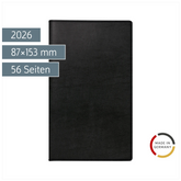 Taschenkalender Mod. TM 12 2026 | A6, Kunstleder, schwarz