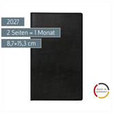 Taschenkalender Mod. TM 12 2027 | A6, Kunstleder, schwarz