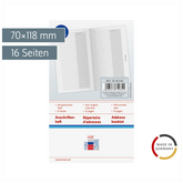 Anschriftenheft | 70×118 mm, Karton, weiß