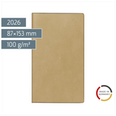 Taschenkalender Mod. Miniplaner d 15 2026 | A6, Kunstleder, hellbraun