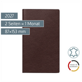 Taschenkalender Mod. Miniplaner d 15 2027 | A6, Leder, weinrot