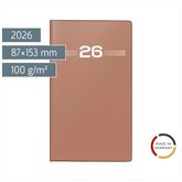 Taschenkalender Mod. Miniplaner d 15 2026 | A6, Kunststoff, caramel