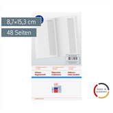 Adress-Registerheft | 8,7×15,3 cm, Karton, weiß