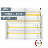 Monats-Ersatzkalendarium Mod. M-Planer 2026 | 87×153 mm, Karton, weiß