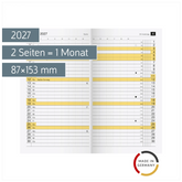 Monats-Ersatzkalendarium Mod. M-Planer 2027 | 87×153 mm, Karton, weiß