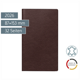 Taschenkalender Mod. M-Planer 2026 | A6, Leder, weinrot