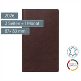Taschenkalender Mod. M-Planer 2026 | A6, Leder, weinrot
