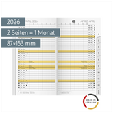 Monats-Ersatzkalendarium Mod. M-Planer 2026 viersprachig | 87×153 mm, Karton, weiß