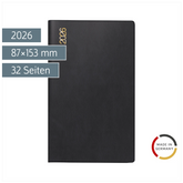 Taschenkalender Mod. M-Planer 2026 | A6, Kunststoff, schwarz