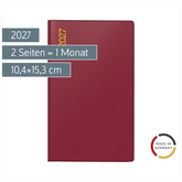 Taschenkalender Mod. uni-planer 2027 | A6, Kunststoff, bordeaux