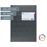 Geschäftsbuch mit Kopfleiste | A4, 192 Seiten, mit Seitenzahlen, rautiert, Kunststoff, grau