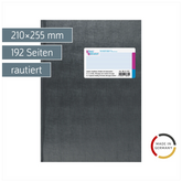 Geschäftsbuch mit Kopfleiste | A4, 192 Seiten, mit Seitenzahlen, rautiert, Kunststoff, grau