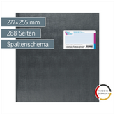 Spaltenbuch mit Kopfleiste | 277×255 mm, 288 Seiten, mit Seitenzahlen, 20 Spalten, Kunststoff, grau