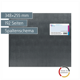 Spaltenbuch mit Kopfleiste | 348×255 mm, 192 Seiten, mit Seitenzahlen, 26 Spalten, Kunststoff, grau